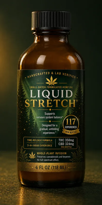 Liquid Stretch bottle in a forest setting